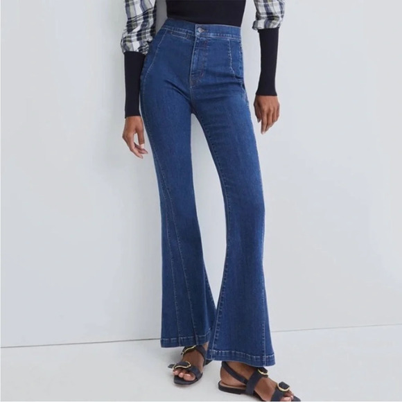 NWT Veronica Beard Seamed Sheridan Exaggerated Flare High Rise Jeans